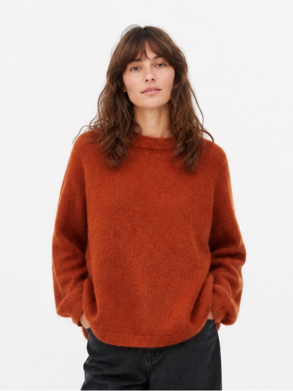 H&M EDITION oversized mohair blend orange sweater size large